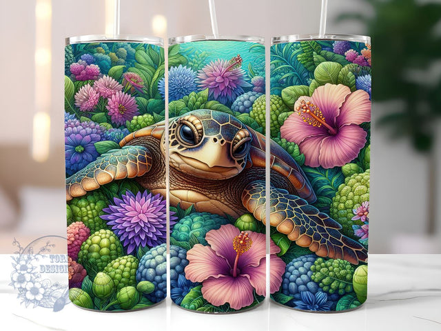 Sea Turtle 20oz Skinny Tumbler, Beach Summer Tumbler Png, Straight & Tapered Tumbler Wrap, Instant Digital Download Sublimation ToriDesigns 
