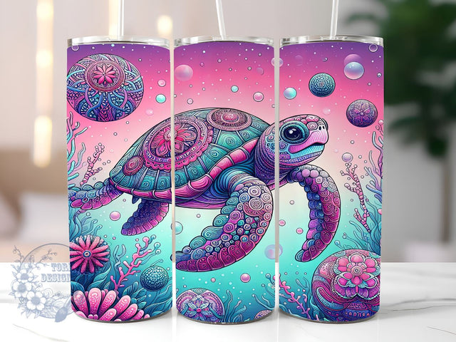 Sea Turtle 20oz Skinny Tumbler, Beach Summer Tumbler Png, Straight & Tapered Tumbler Wrap, Instant Digital Download Sublimation ToriDesigns 