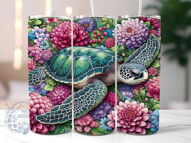 Sea Turtle 20oz Skinny Tumbler, Beach Summer Tumbler Png, Straight & Tapered Tumbler Wrap, Instant Digital Download Sublimation ToriDesigns 