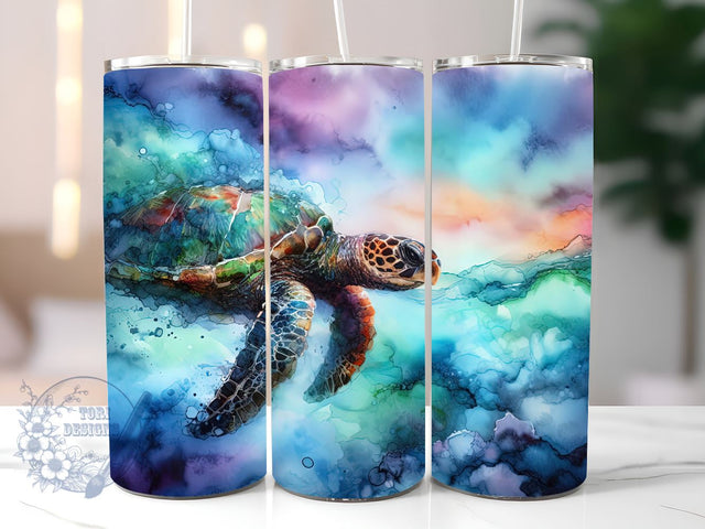 Sea Turtle 20oz Skinny Tumbler, durable tumbler, leak-proof tumbler, turtle gift, turtle collection, sea turtle drinkware Sublimation ToriDesigns 