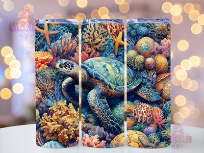 Sea Turtle 20oz Skinny Tumbler Sublimation Design, Straight & Tapered Tumbler Wrap PNG, Instant Download Commercial Use, Ocean Sea Turtle Tumbler PNG Sublimation SvggirlplusArt 