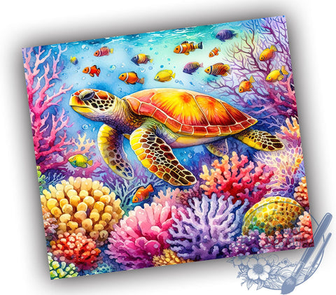 Sea Turtle 20oz Skinny Tumbler, Summer Vibes Tumbler Png, Straight & Tapered Tumbler Wrap, Instant Digital Download Sublimation ToriDesigns 