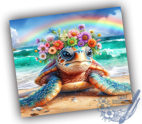 Sea Turtle 20oz Skinny Tumbler, Summer Vibes Tumbler Png, Straight & Tapered Tumbler Wrap, Instant Digital Download Sublimation ToriDesigns 