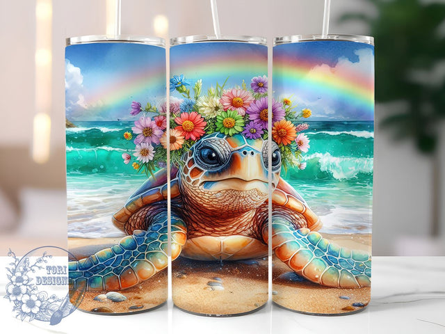 Sea Turtle 20oz Skinny Tumbler, Summer Vibes Tumbler Png, Straight & Tapered Tumbler Wrap, Instant Digital Download Sublimation ToriDesigns 