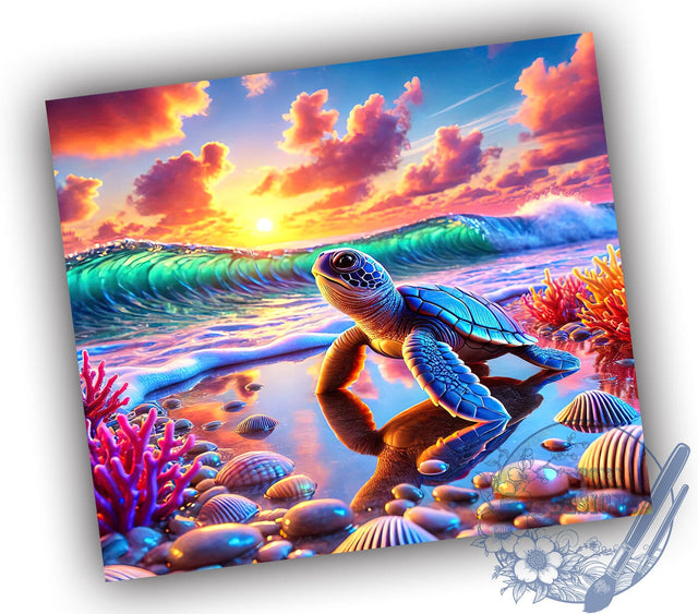 Sea Turtle 20oz Tumbler, Ocean Life Tumbler, 20oz Wrap, Sublimation Tumbler, Marine Animal Gift, Coastal Decor Tumbler, Cute Sea Creature Tumbler Sublimation ToriDesigns 