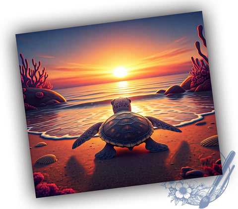 Sea Turtle 20oz Tumbler, Ocean Life Tumbler, 20oz Wrap, Sublimation Tumbler, Marine Animal Gift, Coastal Decor Tumbler, Cute Sea Creature Tumbler Sublimation ToriDesigns 