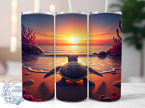 Sea Turtle 20oz Tumbler, Ocean Life Tumbler, 20oz Wrap, Sublimation Tumbler, Marine Animal Gift, Coastal Decor Tumbler, Cute Sea Creature Tumbler Sublimation ToriDesigns 