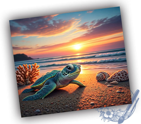 Sea Turtle 20oz Tumbler, Ocean Life Tumbler, 20oz Wrap, Sublimation Tumbler, Marine Animal Gift, Coastal Decor Tumbler, Cute Sea Creature Tumbler Sublimation ToriDesigns 