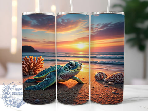 Sea Turtle 20oz Tumbler, Ocean Life Tumbler, 20oz Wrap, Sublimation Tumbler, Marine Animal Gift, Coastal Decor Tumbler, Cute Sea Creature Tumbler Sublimation ToriDesigns 