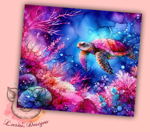 Sea Turtle 20oz Tumbler Png, Straight & Tapered Tumbler Png, Hibiscus Sea Turtle Tumbler Png, Digital Download PNG Sublimation Lara' s Designs 