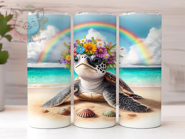 Sea Turtle 20oz Tumbler Png, Straight & Tapered Tumbler Png, Ocean Beach Tumbler Png, Digital Download PNG Sublimation Lara' s Designs 