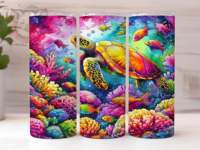 Sea Turtle 20oz Tumbler Png, Straight & Tapered Tumbler Png, Ocean Beach Tumbler Png, Digital Download PNG Sublimation Lara' s Designs 