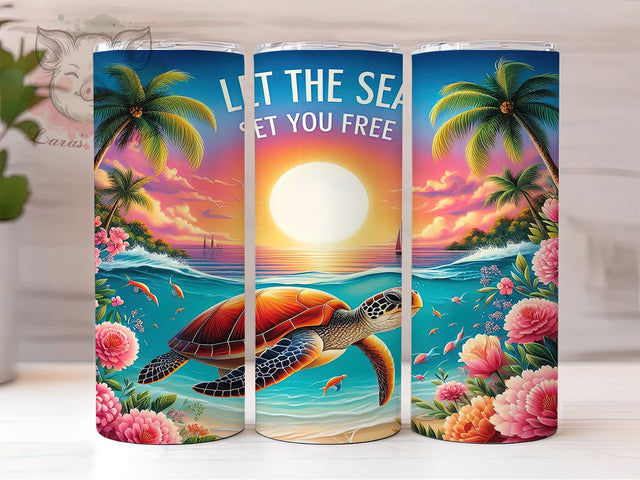 Sea Turtle 20oz Tumbler Png, Straight & Tapered Tumbler Png, Sea Turtle Summer Tumbler Png, Digital Download PNG Sublimation Lara' s Designs 