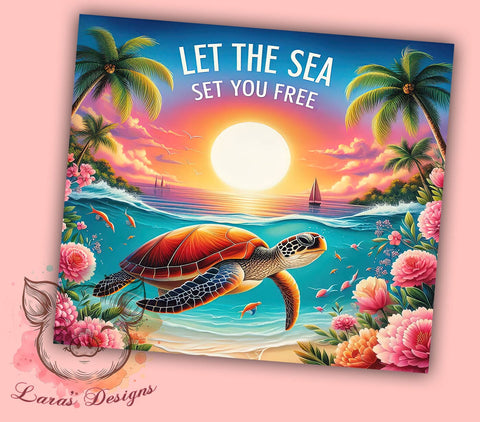 Sea Turtle 20oz Tumbler Png, Straight & Tapered Tumbler Png, Sea Turtle Summer Tumbler Png, Digital Download PNG Sublimation Lara' s Designs 