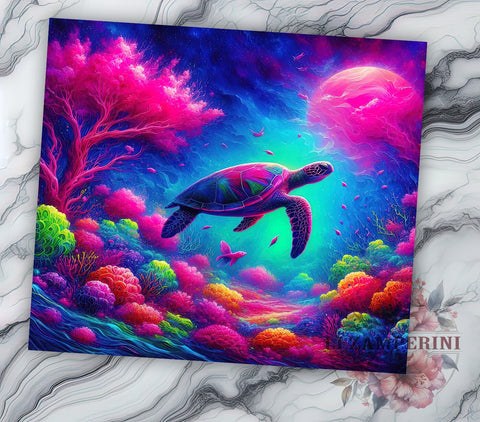 Sea Turtle 20oz Tumbler Wrap PNG, Hibiscus Sea Turtle Tumbler Png, Straight & Tapered Tumbler Wrap, Instant Digital Download Sublimation Li Zamperini 