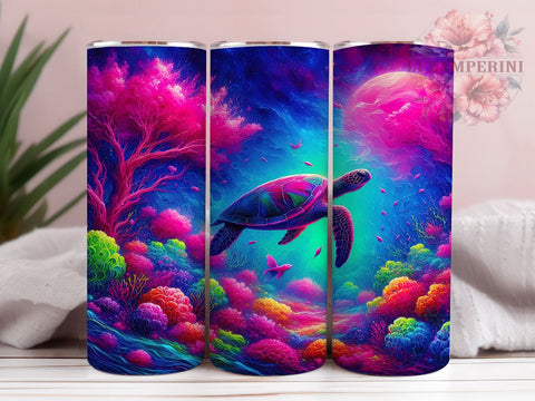 Sea Turtle 20oz Tumbler Wrap PNG, Hibiscus Sea Turtle Tumbler Png, Straight & Tapered Tumbler Wrap, Instant Digital Download Sublimation Li Zamperini 