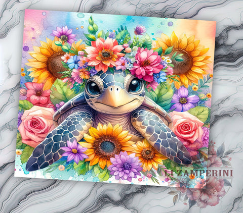 Sea Turtle 20oz Tumbler Wrap PNG, Ocean Beach Tumbler PNG Sublimation Design, Straight & Tapered Tumbler Wrap, Instant Digital Download Sublimation Li Zamperini 