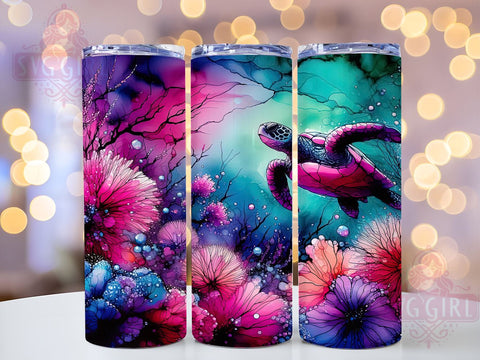 Sea Turtle 20oz Tumbler Wrap Sublimation Design, Straight Tapered Tumbler Wrap, Hibiscus Sea Turtle Tumbler Png, Instant Digital Download Sublimation SvggirlplusArt 
