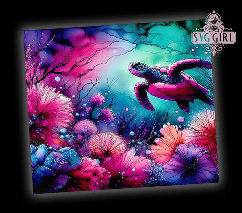Sea Turtle 20oz Tumbler Wrap Sublimation Design, Straight Tapered Tumbler Wrap, Hibiscus Sea Turtle Tumbler Png, Instant Digital Download Sublimation SvggirlplusArt 