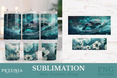 Sea Turtle 40oz Wrap | 40 oz Tumbler Wrap Sublimation Petunia Digital Design 