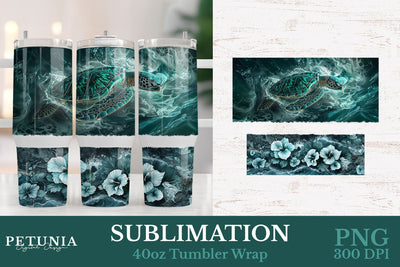 Sea Turtle 40oz Wrap | 40 oz Tumbler Wrap Sublimation Petunia Digital Design 