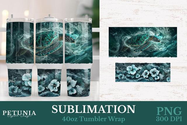 Sea Turtle 40oz Wrap | 40 oz Tumbler Wrap Sublimation Petunia Digital Design 