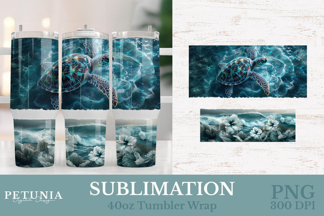 Sea Turtle 40oz Wrap | 40 oz Tumbler Wrap Sublimation Petunia Digital Design 