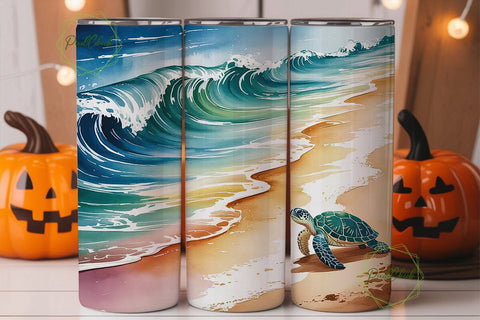 Sea Turtle Beach 20oz Tumbler Wrap Sublimation PixelChick 