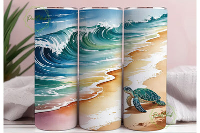 Sea Turtle Beach 20oz Tumbler Wrap Sublimation PixelChick 