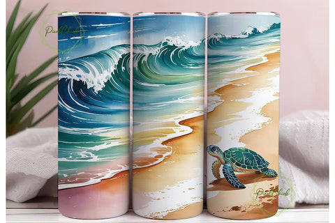 Sea Turtle Beach 20oz Tumbler Wrap Sublimation PixelChick 
