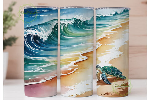Sea Turtle Beach 20oz Tumbler Wrap Sublimation PixelChick 