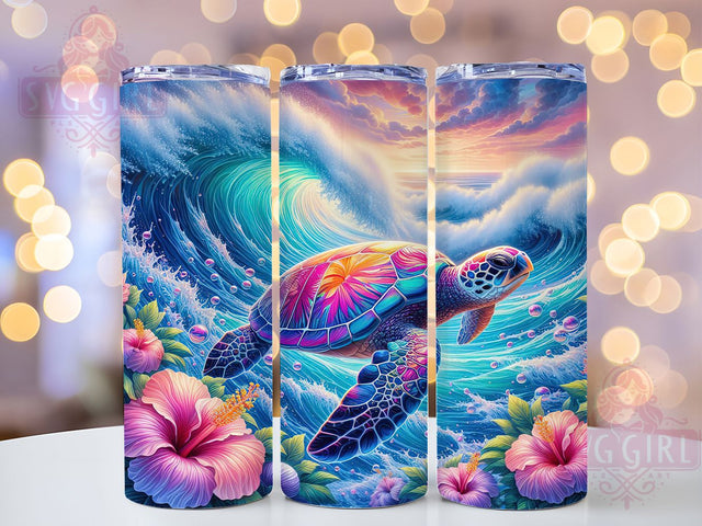 Sea Turtle Beach Desgn 20oz Tumbler, Ocean Cup Wrap, Coastal Turtle Design, Sublimation Tumbler Wrap, 20Oz Tumbler Design, Artistic Beach Cup, Stylish Sea Turtle Wrap Sublimation SvggirlplusArt 