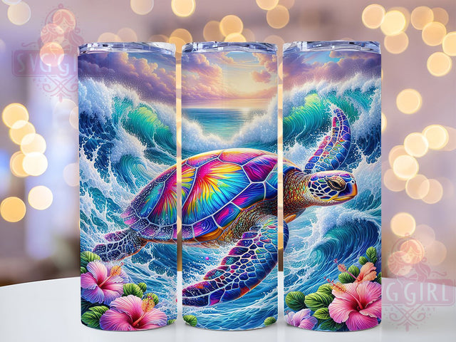 Sea Turtle Beach Desgn 20oz Tumbler, Ocean Cup Wrap, Coastal Turtle Design, Sublimation Tumbler Wrap, 20Oz Tumbler Design, Artistic Beach Cup, Stylish Sea Turtle Wrap Sublimation SvggirlplusArt 