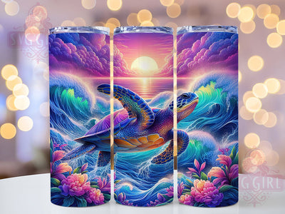 Sea Turtle Beach Desgn 20oz Tumbler, Ocean Cup Wrap, Coastal Turtle Design, Sublimation Tumbler Wrap, 20Oz Tumbler Design, Artistic Beach Cup, Stylish Sea Turtle Wrap Sublimation SvggirlplusArt 