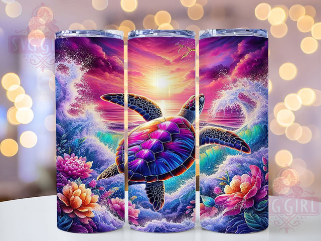 Sea Turtle Beach Desgn 20oz Tumbler, Ocean Cup Wrap, Coastal Turtle Design, Sublimation Tumbler Wrap, 20Oz Tumbler Design, Artistic Beach Cup, Stylish Sea Turtle Wrap Sublimation SvggirlplusArt 