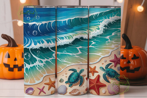 Sea Turtle Beach Ocean 20oz Tumbler Wrap Sublimation PixelChick 