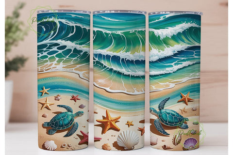 Sea Turtle Beach Ocean 20oz Tumbler Wrap Sublimation PixelChick 