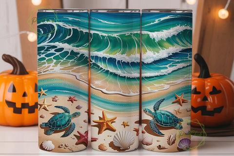 Sea Turtle Beach Ocean 20oz Tumbler Wrap Sublimation PixelChick 