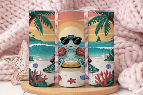 Sea Turtle Beach Sunset 20oz Tumbler Sublimation DesignSVG 