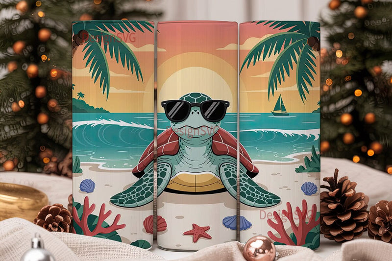 Sea Turtle Beach Sunset 20oz Tumbler Sublimation DesignSVG 