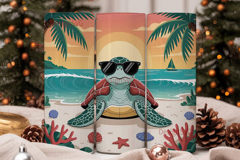 Sea Turtle Beach Sunset 20oz Tumbler Sublimation DesignSVG 