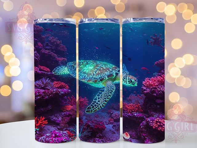 Sea Turtle Coral 20oz Ocean Life Tumbler, Ocean Coral Reef Cup, 20oz Underwater Wrap, Marine Life Sublimation, Magical Ocean PNG, Coastal Beach Tumbler, Fantasy Sea Life Mug Sublimation SvggirlplusArt 