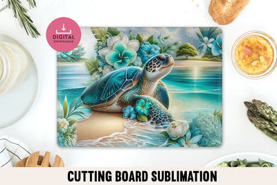 Sea Turtle Cutting Board PNG, Tropical Beach Sublimation Sublimation BijouBay 