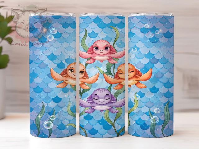 Sea Turtle Dream 20oz Tumbler, Sea Turtle, Ocean Dream, Marine Life, Whimsical Design, Underwater Theme, Skinny Tumbler, Sublimation PNG Sublimation Lara' s Designs 