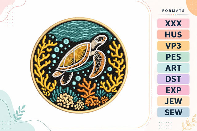 Sea Turtle Embroidery Design - Ocean Turtle Coral Reef Embroidery/Applique DESIGNS sg embroidery 