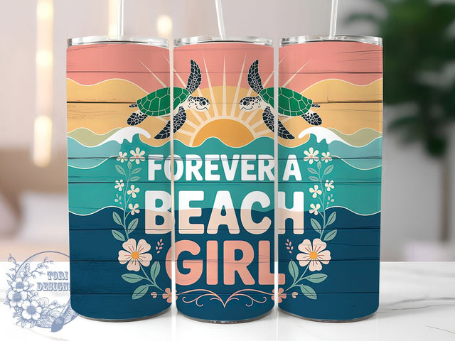 Sea Turtle Floral 20oz Tumbler, Floral Beach Wrap, Beach Girl PNG, Coastal Sublimation Design, 20oz Skinny Tumbler, Turtle Lover Gift, Ocean Floral Art Sublimation ToriDesigns 