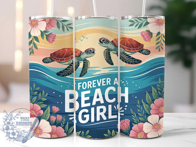 Sea Turtle Floral 20oz Tumbler, Floral Beach Wrap, Beach Girl PNG, Coastal Sublimation Design, 20oz Skinny Tumbler, Turtle Lover Gift, Ocean Floral Art Sublimation ToriDesigns 