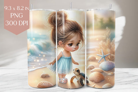 Sea Turtle Girl Tumbler Sublimation Design Sublimation BijouBay 