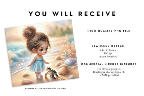 Sea Turtle Girl Tumbler Sublimation Design Sublimation BijouBay 