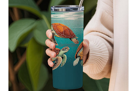Sea Turtle Glitter 20oz Tumbler Wrap Sublimation DesignSVG 